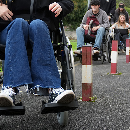 Actividad práctica de terapia ocupacional con una persona en silla de ruedas